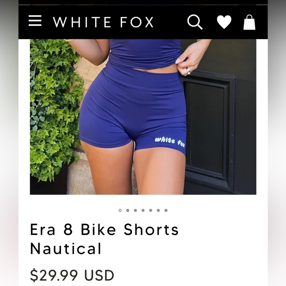 NWT white fox biker shorts
